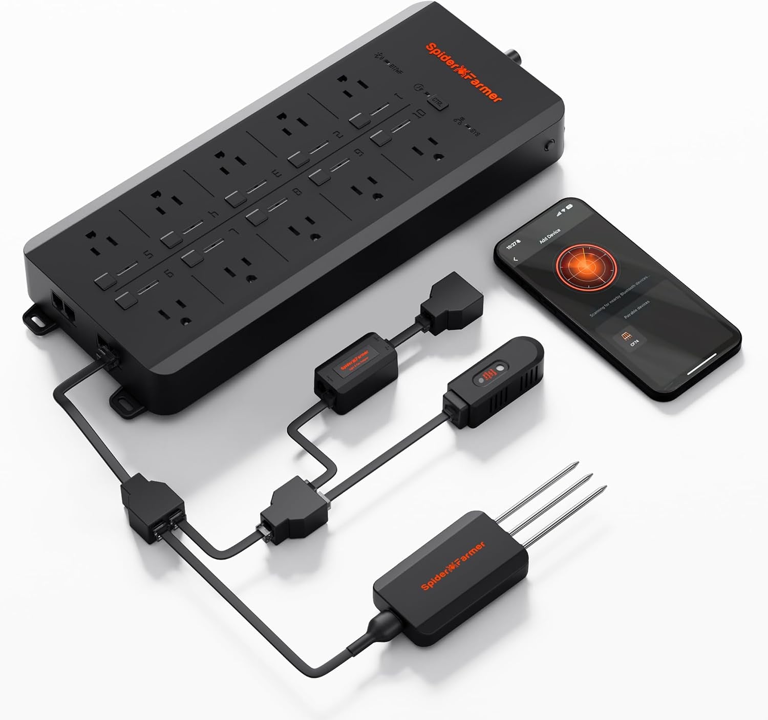 Grow Tent Clip Fan 6" with GGS AC10 Power Strip Kits Smart App-Based Controls Outlets