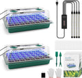 Seed Starter Tray with Grow Light,2 Pack 80 Cells Seedling Tray Kit with Humidity Dome/Indoor Plant Starter Kit, Adjustable Brightness Plant Germination Trays-Green