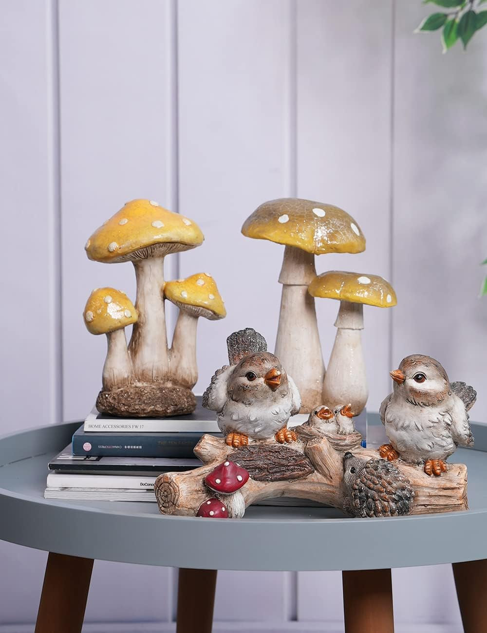 3Pcs Mushroom Statue Sculpture Fairy Figurine Garden Decor Gift for Home Outdoor Patio Yard Art Polyresin 6.3 Inch
