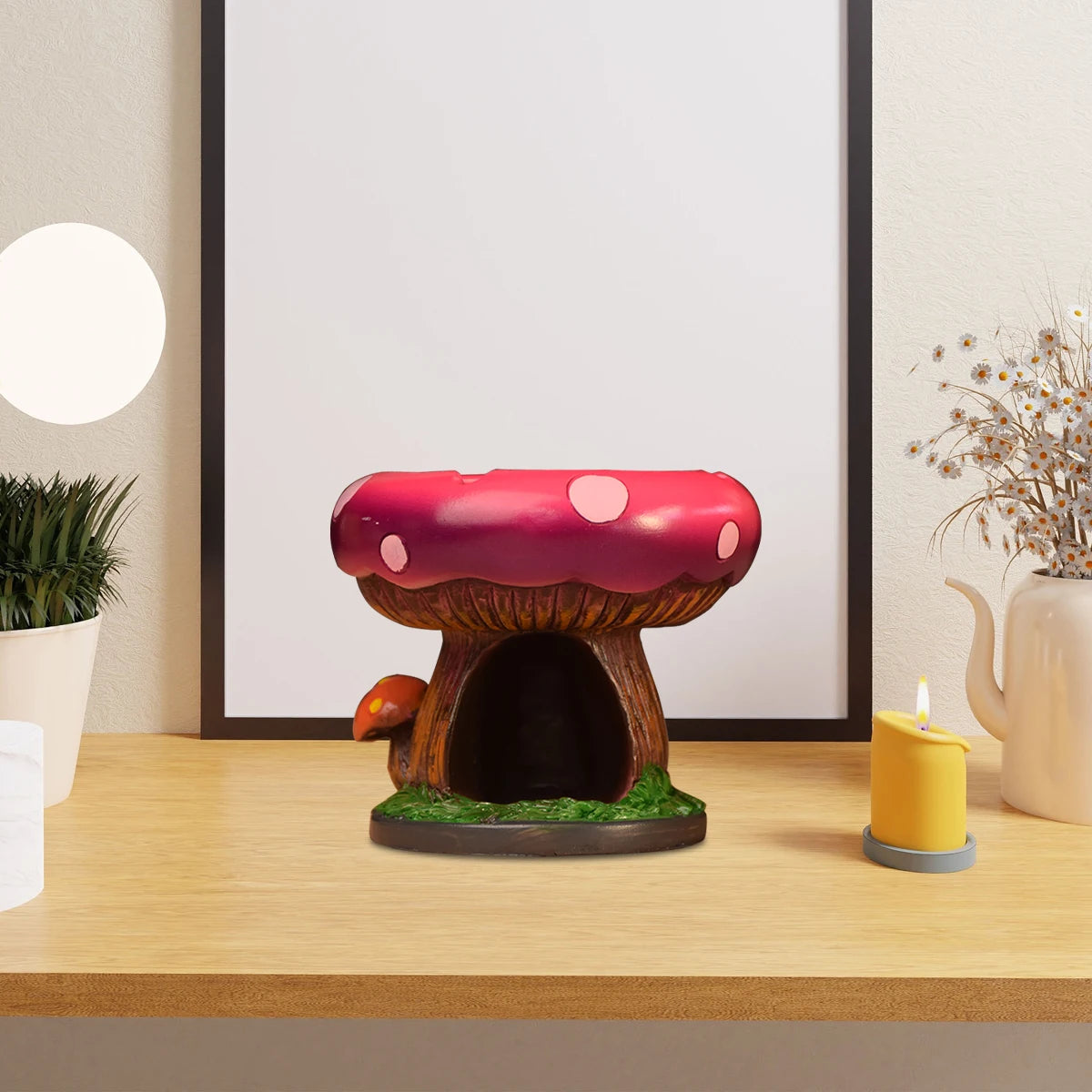 1Pc Mushroom Resin Ashtray Mushroom Cartoon Ashtray Mushroom Creative Fashion Ashtr 13.3Cm/5.24Inch Wide Storage Box and Ashtray
