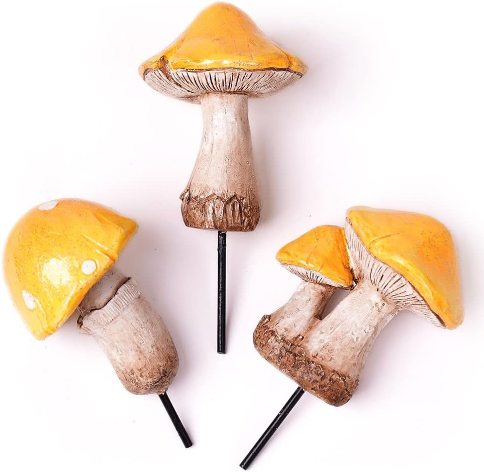 3Pcs Mushroom Statue Sculpture Fairy Figurine Garden Decor Gift for Home Outdoor Patio Yard Art Polyresin 6.3 Inch
