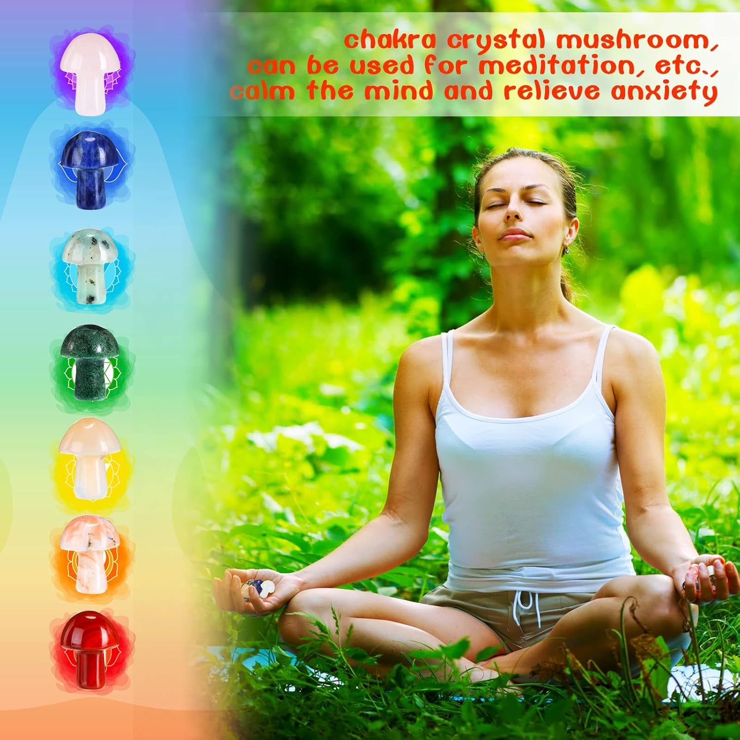 20 Pcs Crystal Mushroom Decor Hand Making Mini Sculpture Mushroom Worry Stone Figurines Bulk Gemstone Polished Trinkets for Party Favors Stuff Witchcraft DIY Meditation Garden(Vivid Colors)