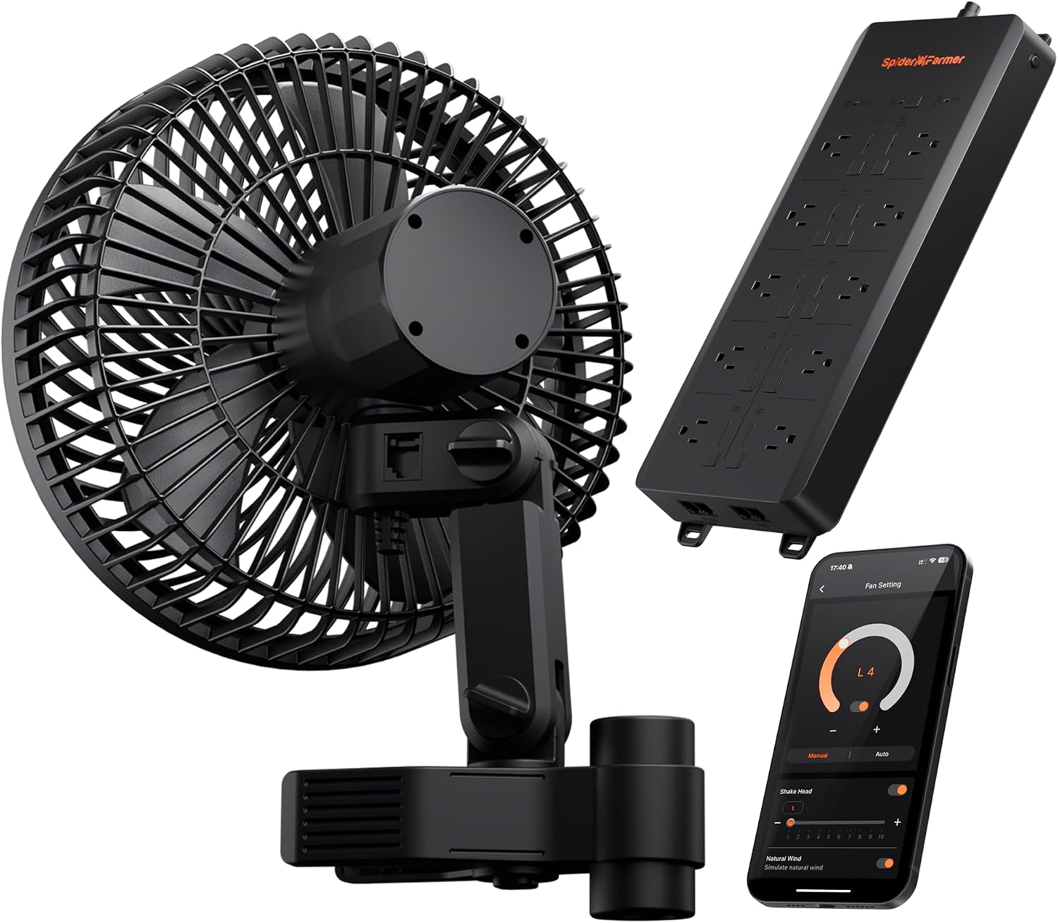 Grow Tent Clip Fan 6" with GGS AC10 Power Strip Kits Smart App-Based Controls Outlets