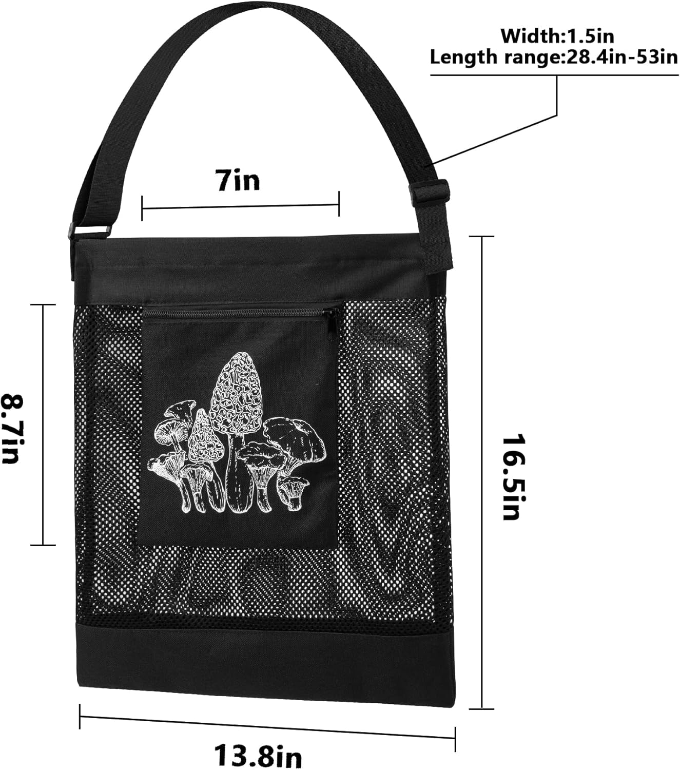 2Pcs Mushroom Hunting Bag,Mesh Pouch Harvesting Bag, Mushroom Foraging Bag, Outdoor Foraging Pouch for Mushroom,Fruit Picking (Black)