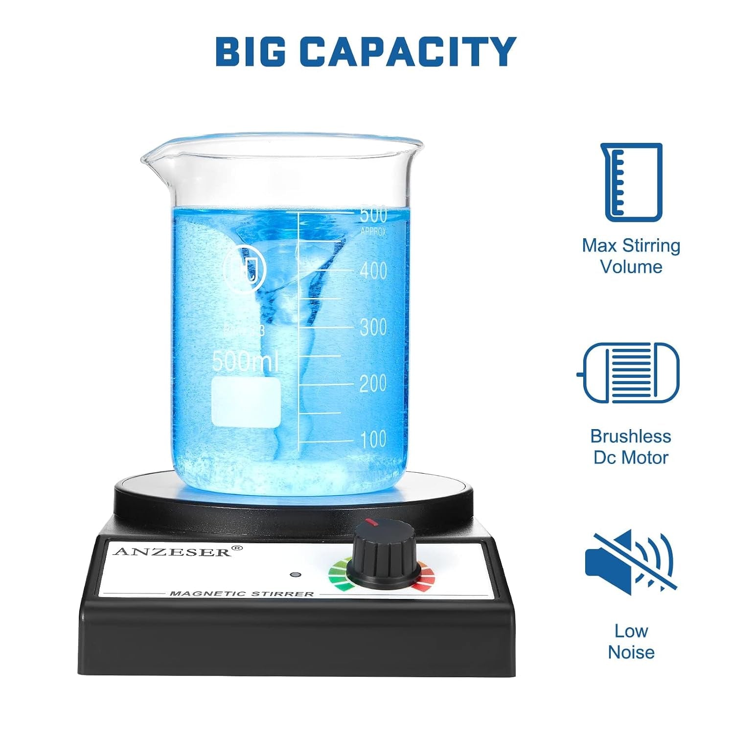 Magnetic Stirrer with 4PCS Stir Bars Set Stir Plate with Stir Bar Retriever (W/O Heating) 3000Ml Magnetic Mixer 3000RPM Lab Stirrer