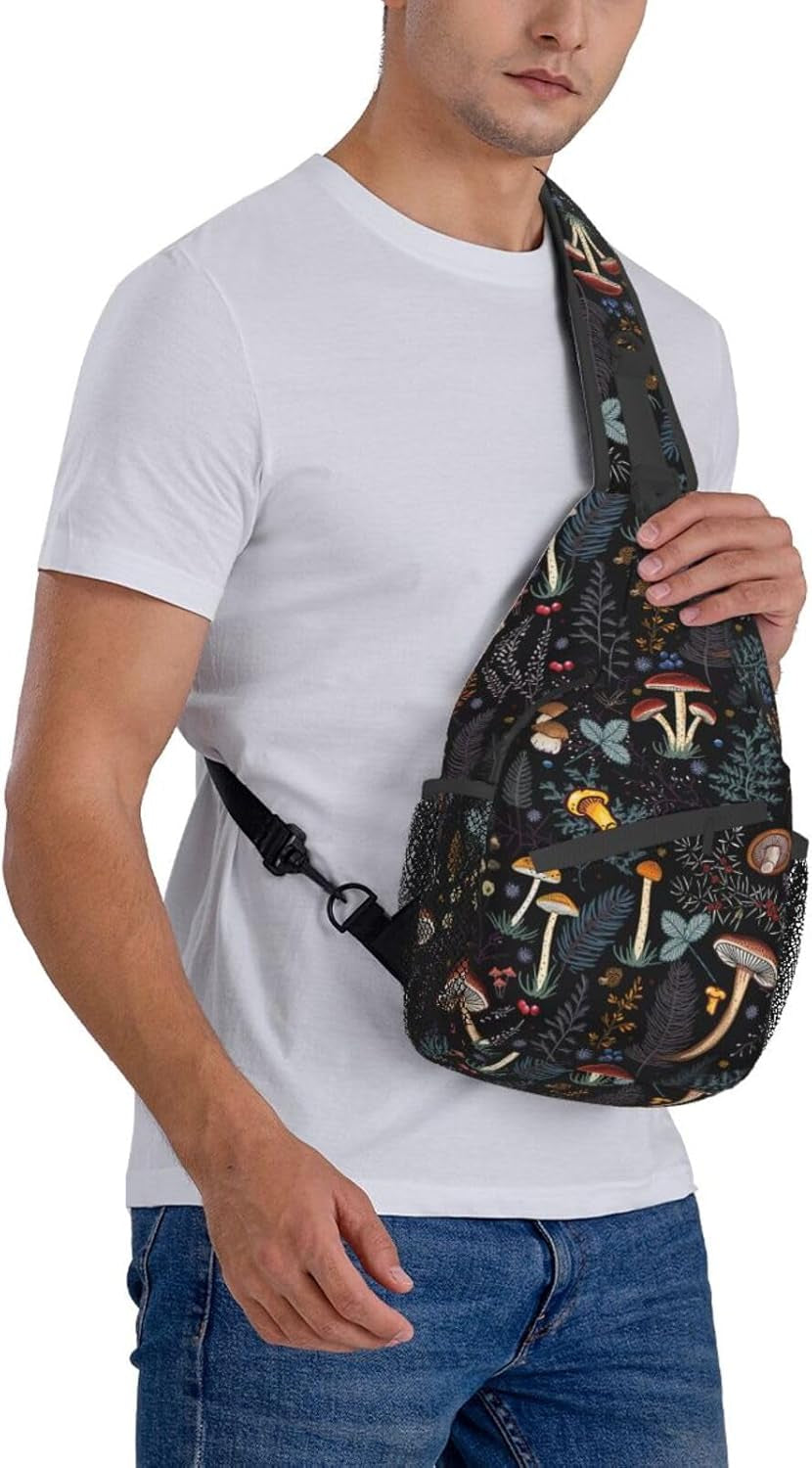 Mushroom Gifts Mushroom Backpack Crossbody Bag Sling Bag for Women Men Travel Hiking Daypack Chest Shoulder