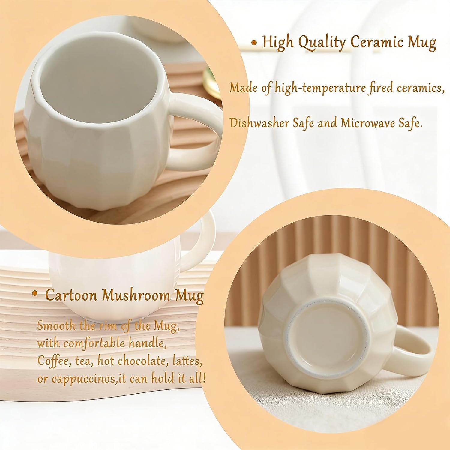 Kawaii Cute Mushroom Mug Tea Cup Set Mushroom Stuff for Milk Glass Coffee Tea Cup Mug with Lid Gifts for Girl Women Birthday Christmas Home Mushroom Decor Autumn Mugs