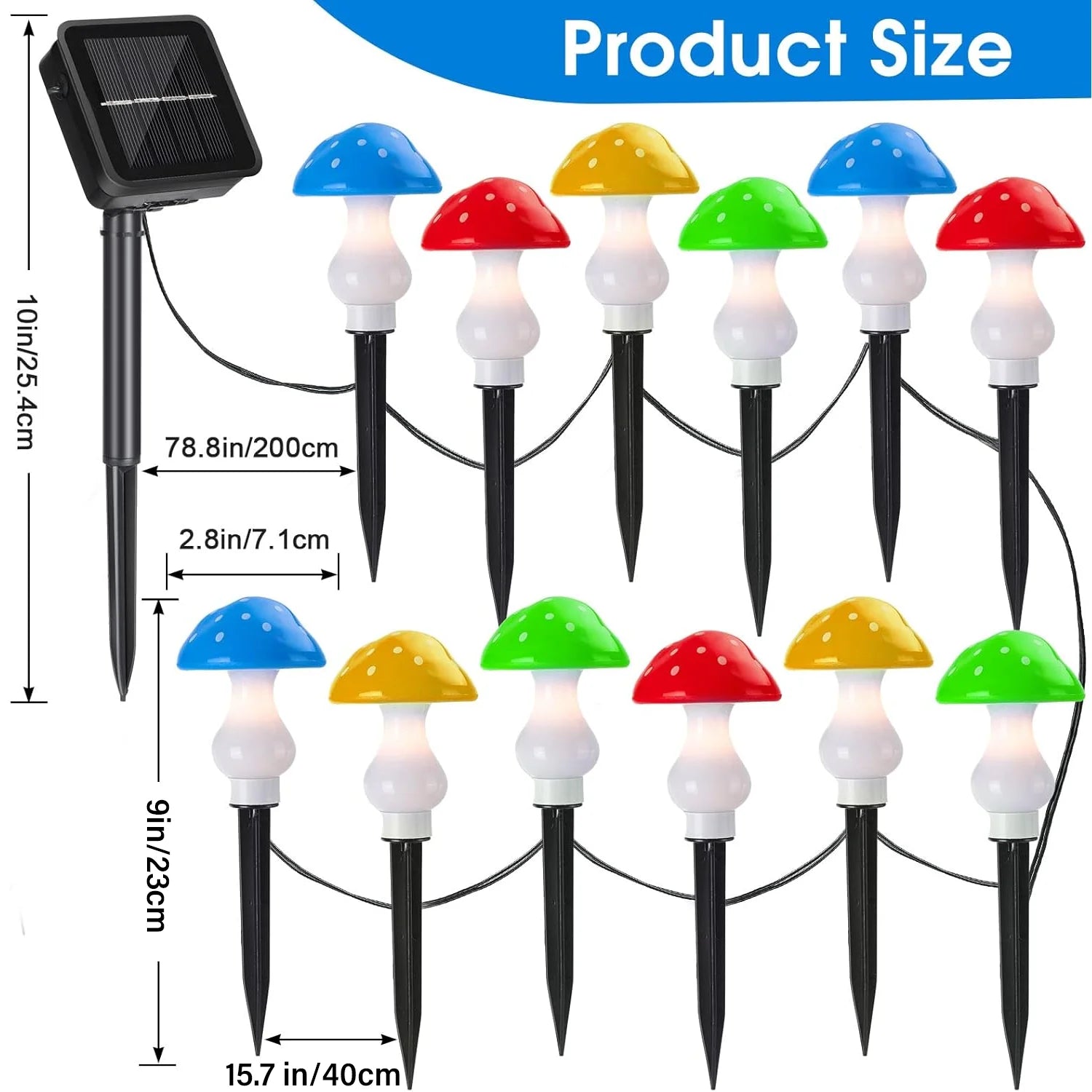 12-Pack Solar Mushroom Lights for Garden Decor, 8 Modes Waterproof Outdoor Garden Mushroom Lamp, Multi-Colored Solar LED Fairy Lights for Christmas Halloween Yard Lawn