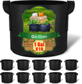 10-Pack 1 Gallon Grow Bags, 300G Thickened Fabric Grow Bags with Handles, Heavy Duty Aeration Plant Grow Bags for Indoor & Outdoor Use