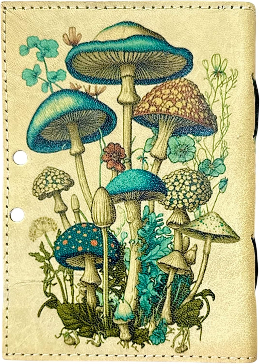 Mushroom Printed Blank Spell Book of Shadow Leather Journal Deckle Edge Paper Witchy Wiccan Journal Spiral Gothic Notebook Grimoire Journal Festival Gifts for Men and Women