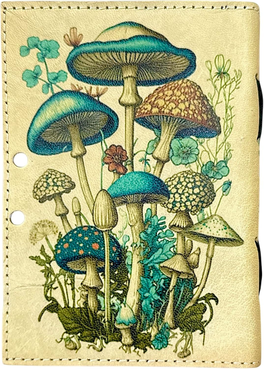 Mushroom Printed Blank Spell Book of Shadow Leather Journal Deckle Edge Paper Witchy Wiccan Journal Spiral Gothic Notebook Grimoire Journal Festival Gifts for Men and Women