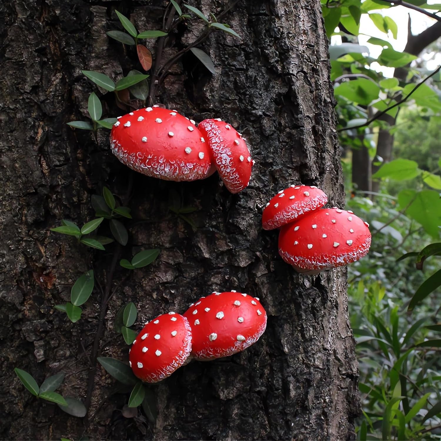 Glow in the Dark Mushroom, Set of 3 Mushroom Decor Decorations for Garden Yard, Mushroom Tree Decorations Outdoor, Mushroom Statue Figurines, Fairy Garden Decor Accessories - Tree Hugger