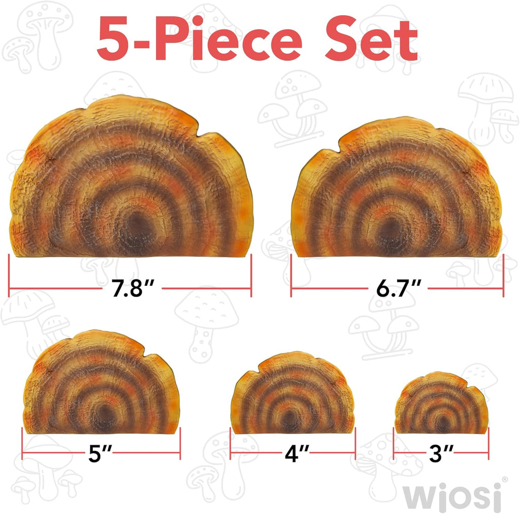 5-Piece Turkey Gill Mushroom Floating Shelves for Decorating Wall | Shelves for Room Wall | Perfect Floating Shelves for Room Decor | Leopard Gecko Tank Accessories