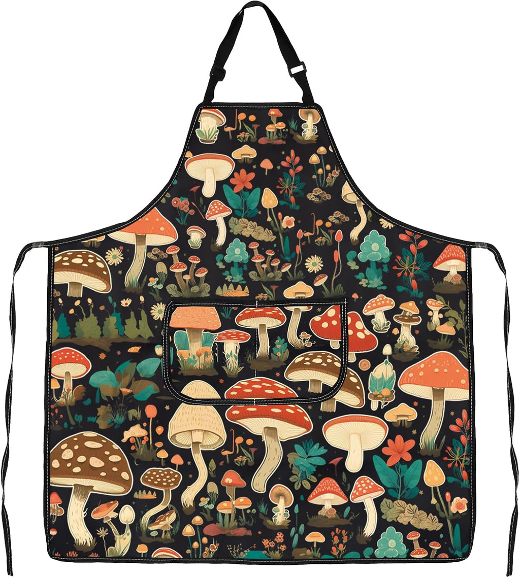 Mushroom Aprons with Pockets - Cooking, Baking, Gardening Apron - Mushroom Lover Gift