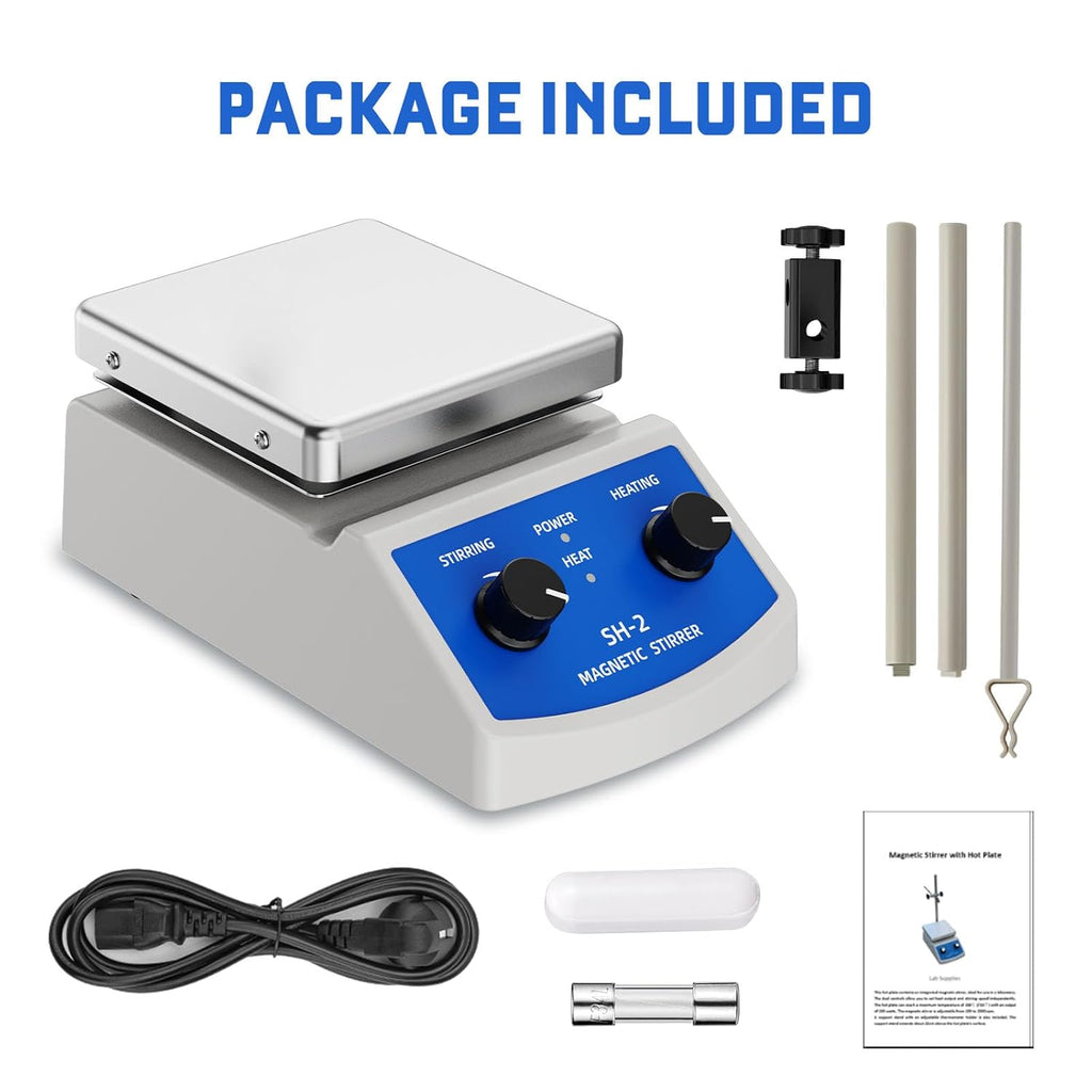 Magnetic Stirrer Hot Plate W/Stir Bar,100-2000Rpm Magnetic Hotplate Stirrer, 180W Heating Power Hot Plate Stirrer, Max 520℉ Hot Plate with Magnetic Stirrer