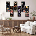 6 Pcs Mushroom Wall Decorations Gothic Wall Decor Minimalist Wooden Boho Hanging Witchy Farmhouse Pediments for Gallery Bedroom Living Room Decorations