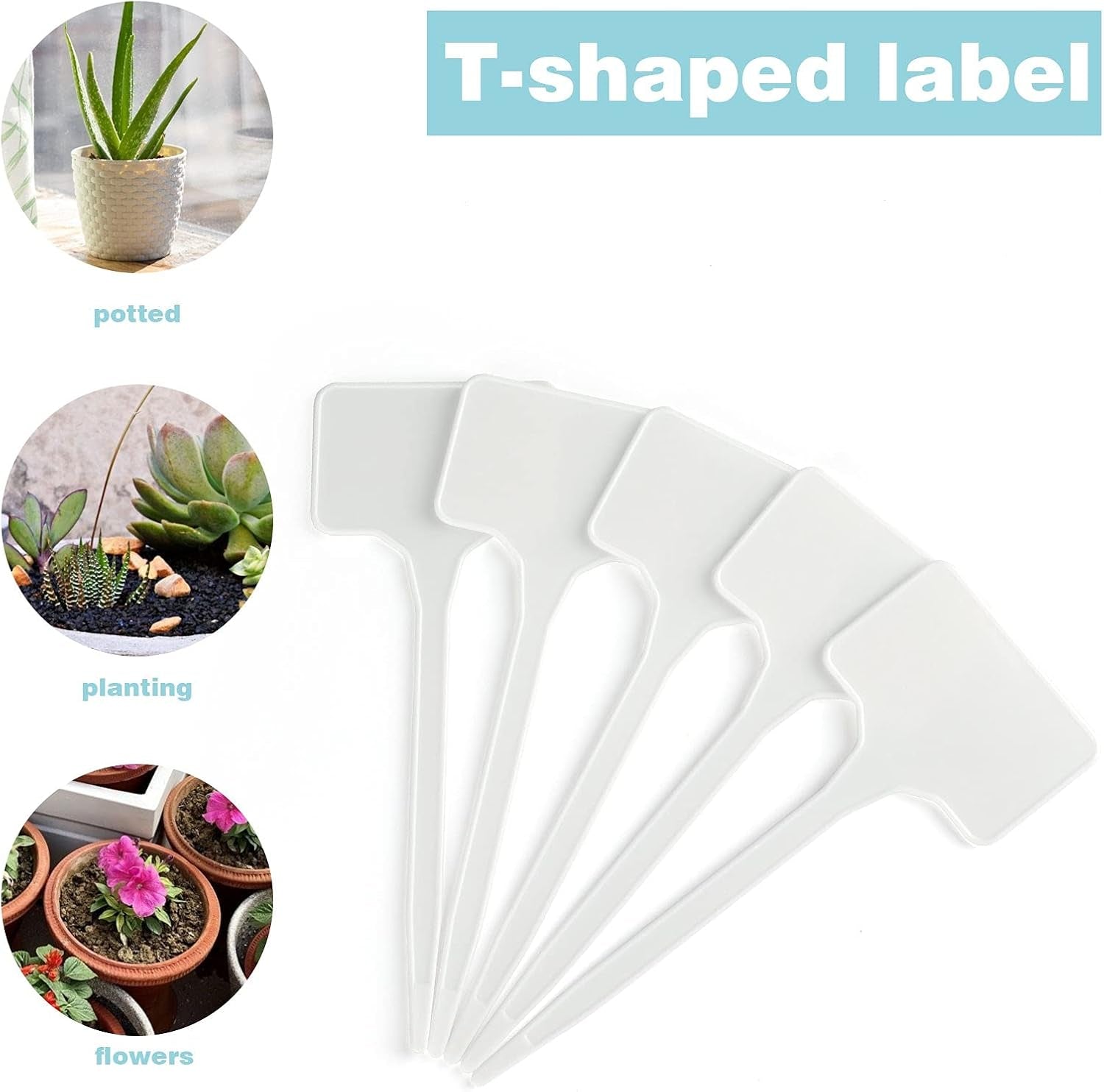 50 Pcs Thick Plastic Plant T-Type Tags 6" Large Nursery Garden Labels
