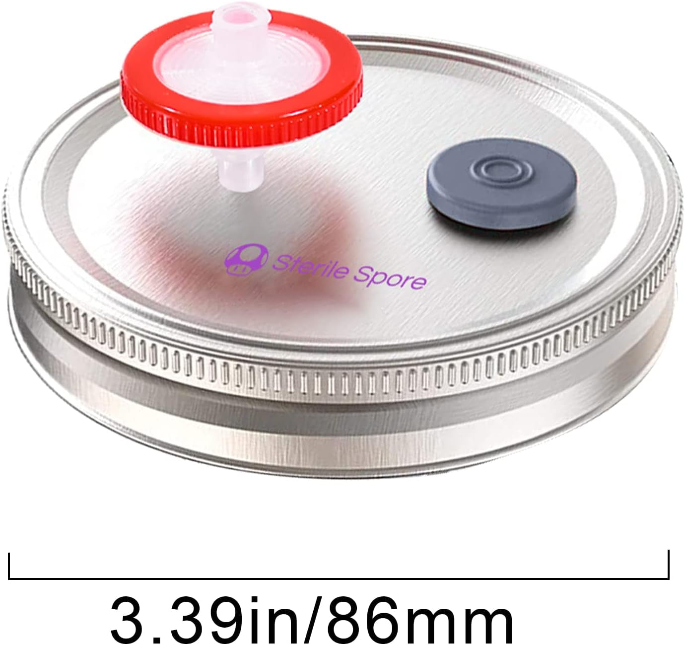 6Pcs Wide Mouth Mushroom Liquid Culture Lid,Split-Type Mason Jar Lid with 0.22Um PTFE Syringe Filter & 20Mm Self Healing Ports for Mushroom(Silver)