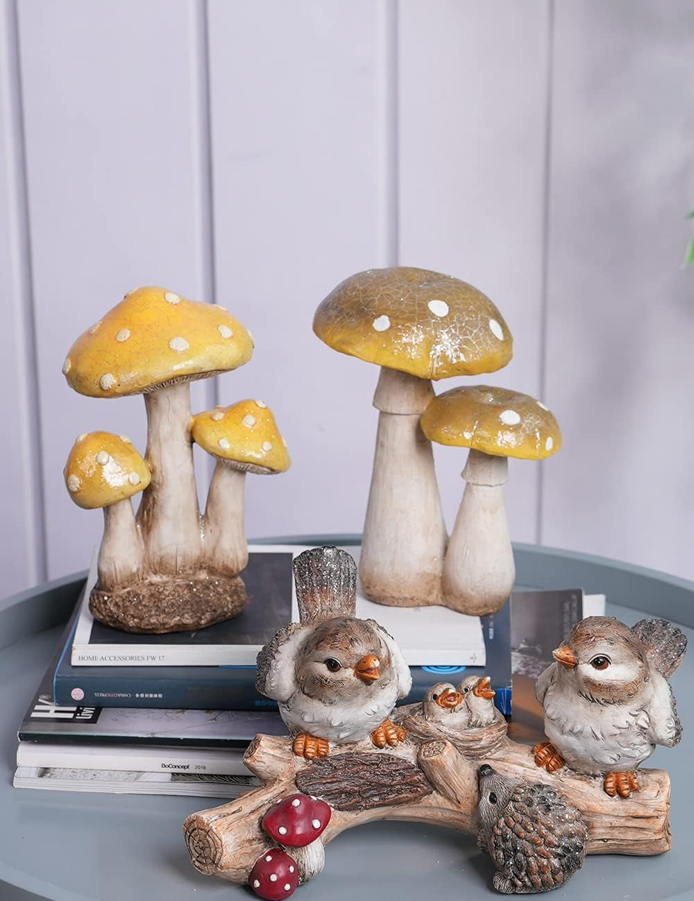 3Pcs Mushroom Statue Sculpture Fairy Figurine Garden Decor Gift for Home Outdoor Patio Yard Art Polyresin 6.3 Inch