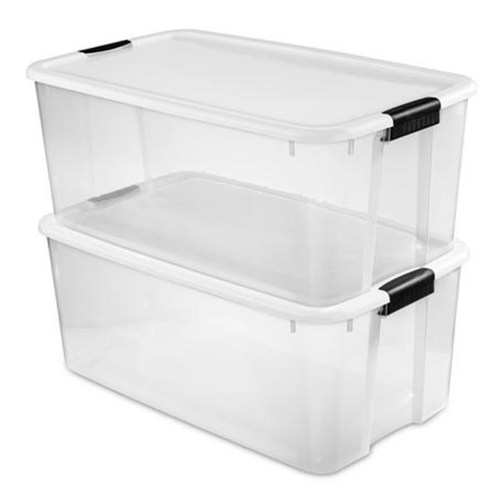 Ultra Latching Storage Tote - Clear Plastic - 16 Pack, 116 Quart