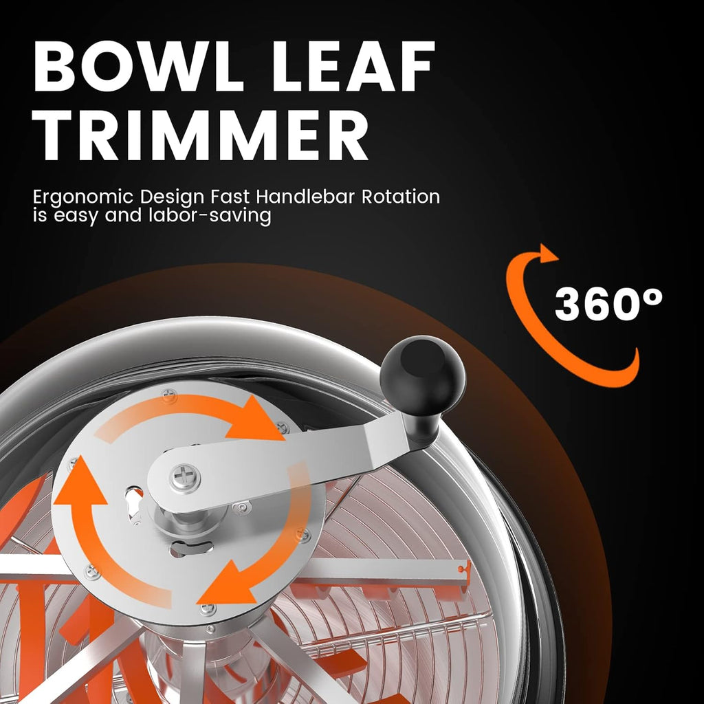 Bud Leaf Bowl Trimmer 16", Manual Leaf Trimmer with Clear Dome, Sharp Stainless Steel Blades, Wet & Dry Use for Herbs & Hydroponic Plants, Includes Pruning Shears